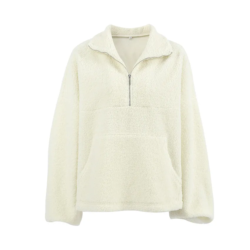 Luna Sherpa Quarter-Zip Teddy Pullover