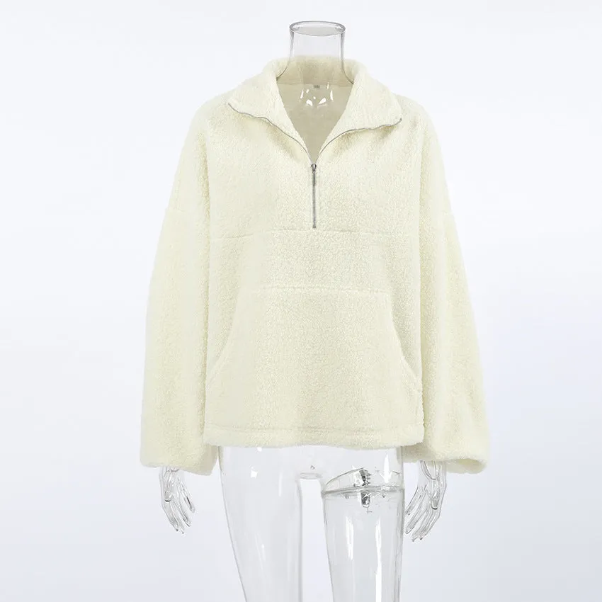 Luna Sherpa Quarter-Zip Teddy Pullover