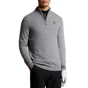 Lyle & Scott Merino Grid Texture 1/4 Zip - Pebble