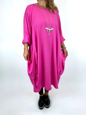 Made in Italy Lagenlook Martha Pocket Tunic in Fuchsia.Code 9904