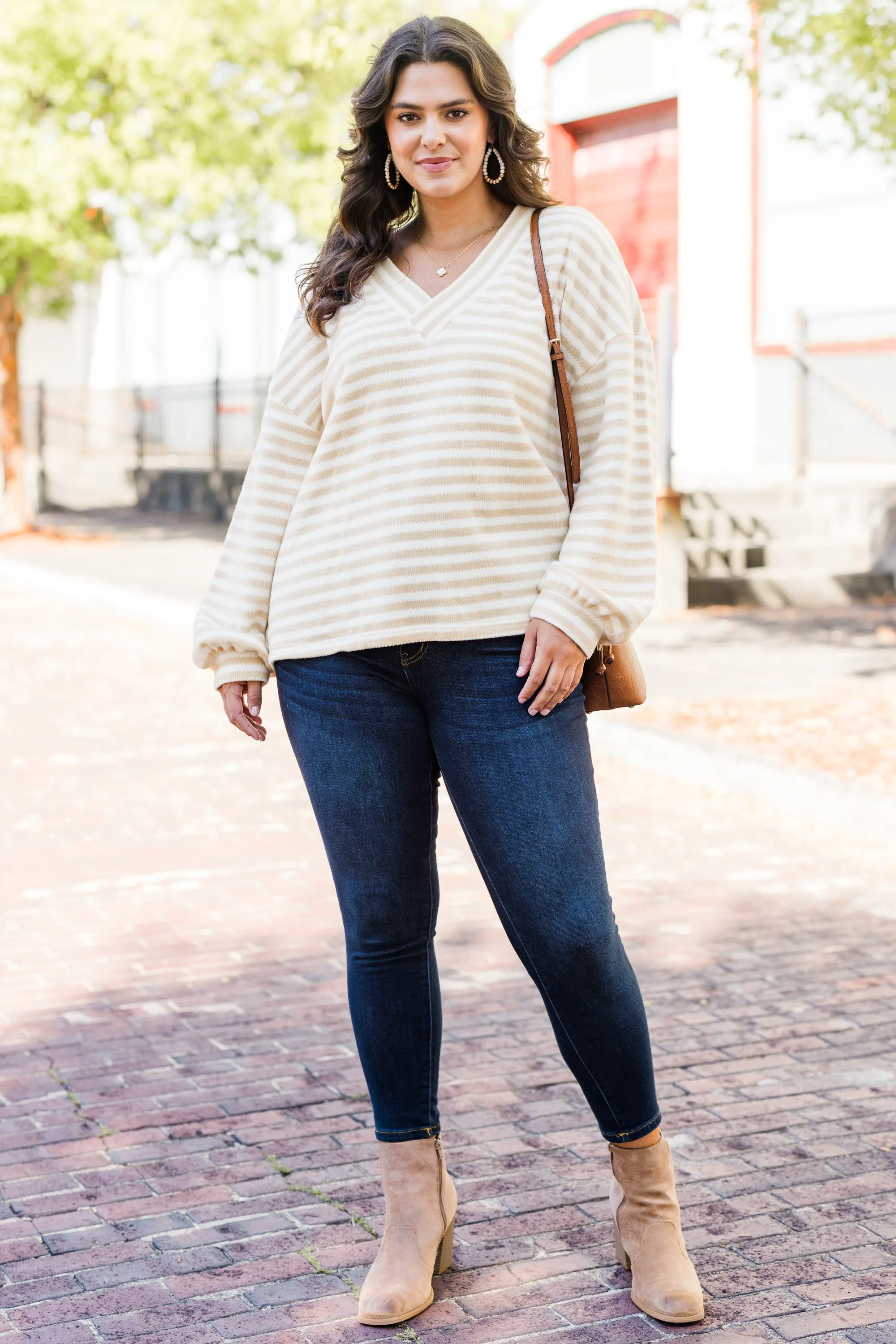 Making An Effect Pullover, Taupe-Cream