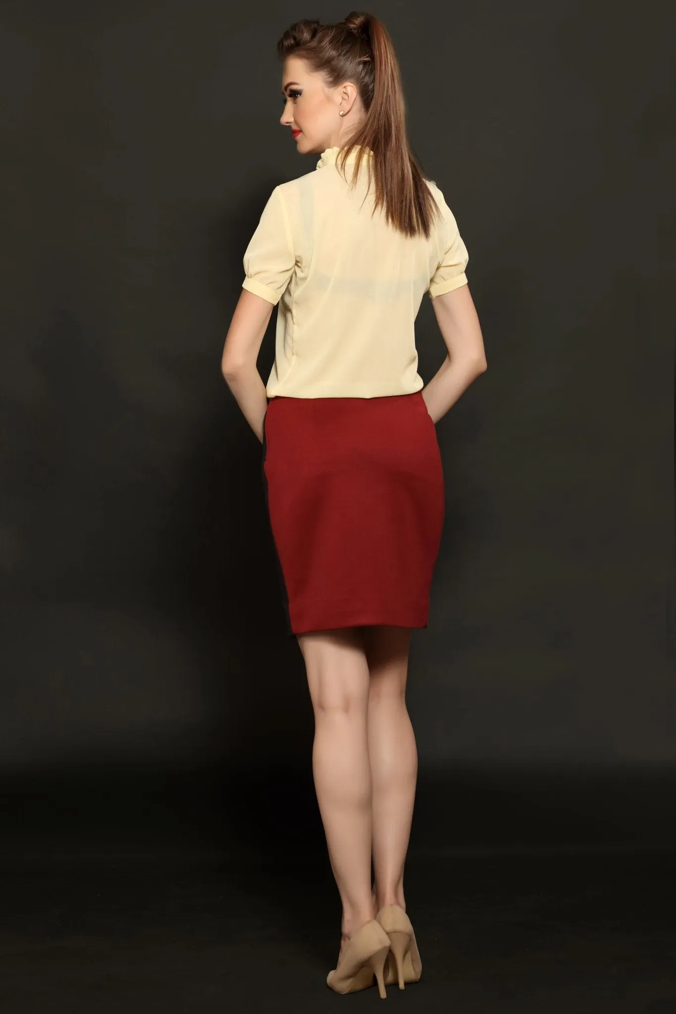 Maroon Panel Skirt