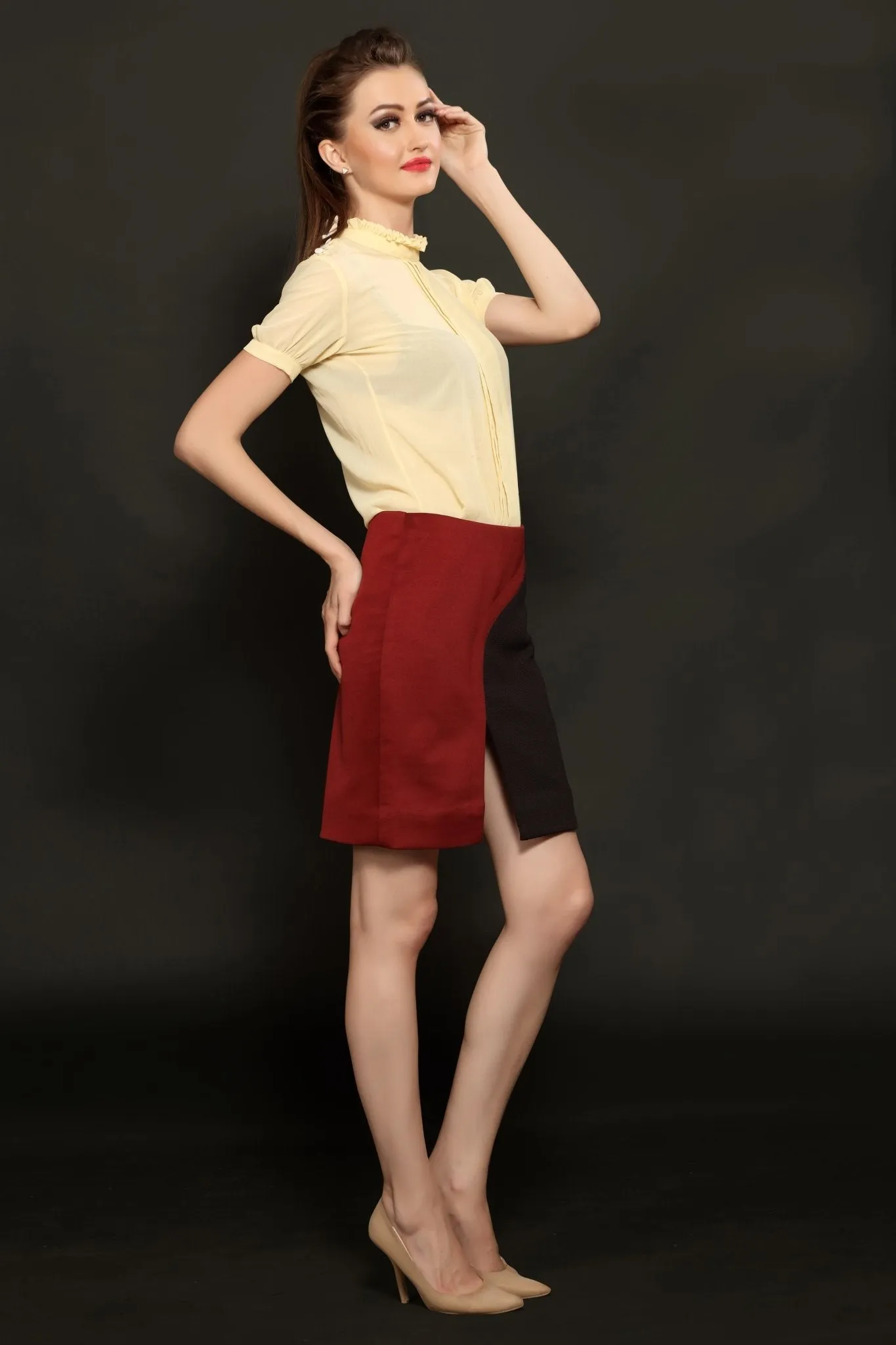 Maroon Panel Skirt