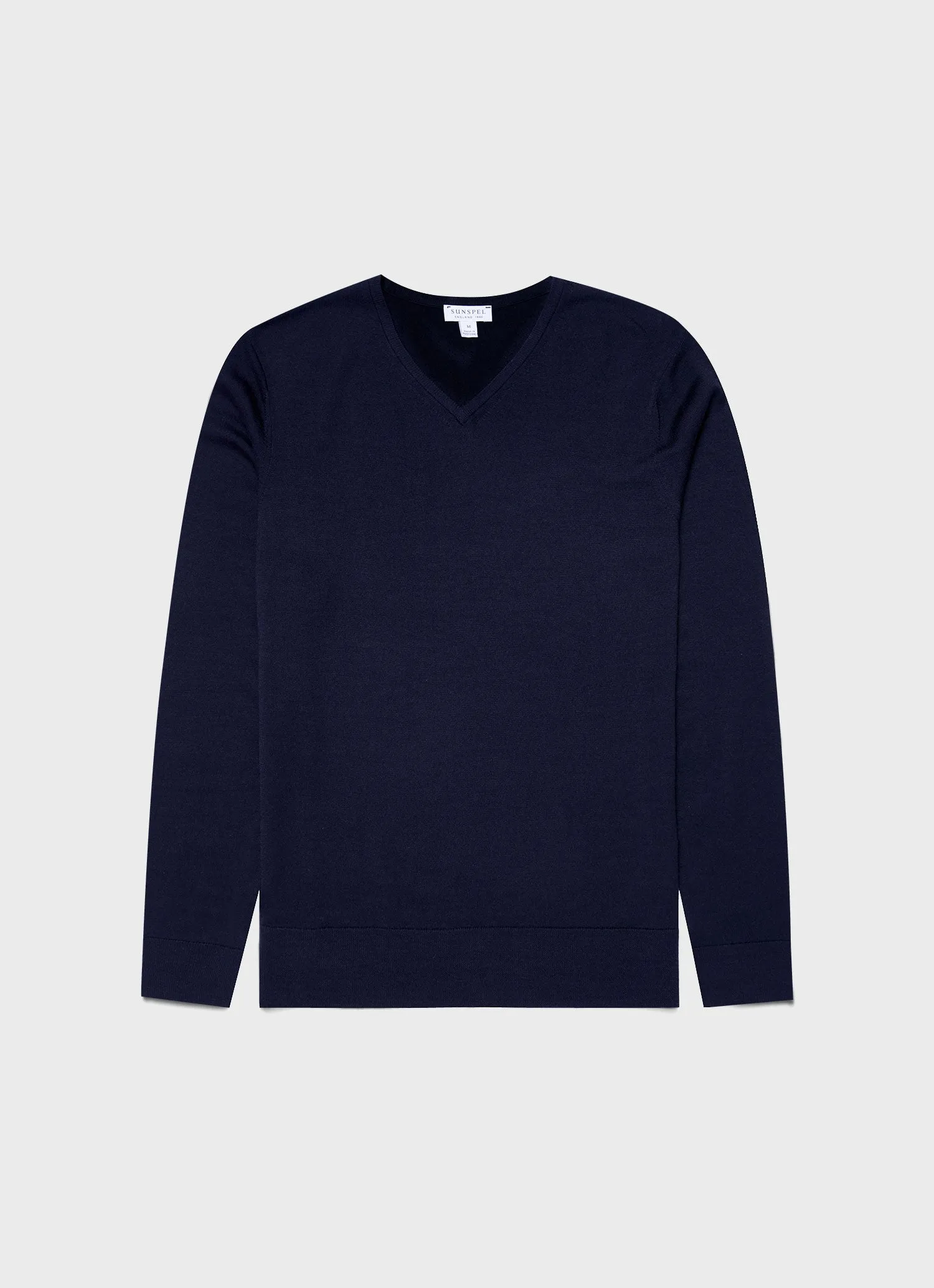 Men's Extra-Fine Merino V-neck in Light Navy