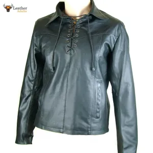 Men's GENUINE LEATHER Biker Shirt Pullover Top MOST SIZES AVAILABLE