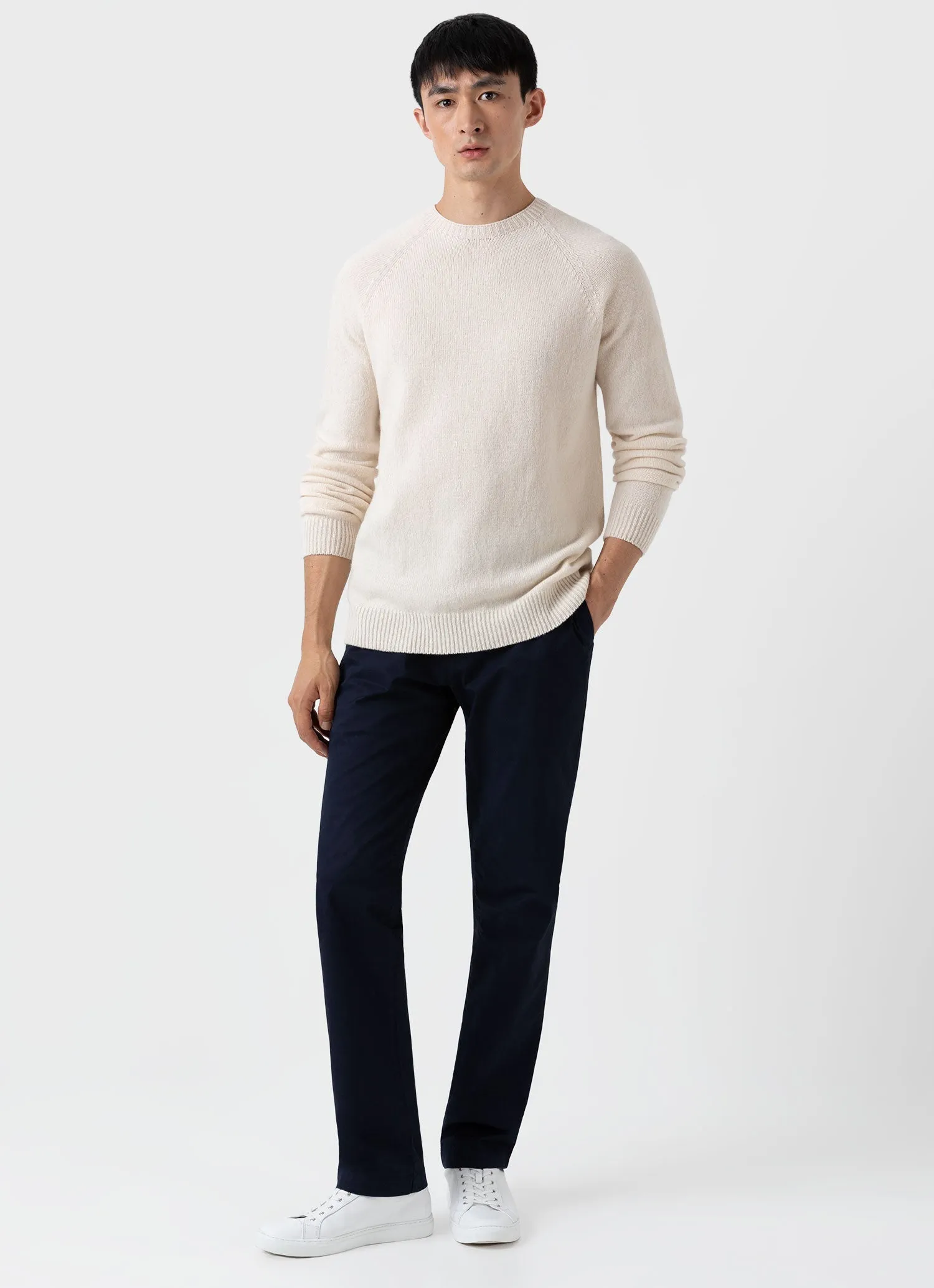 Men's Lambswool Crew Neck Jumper in Ecru