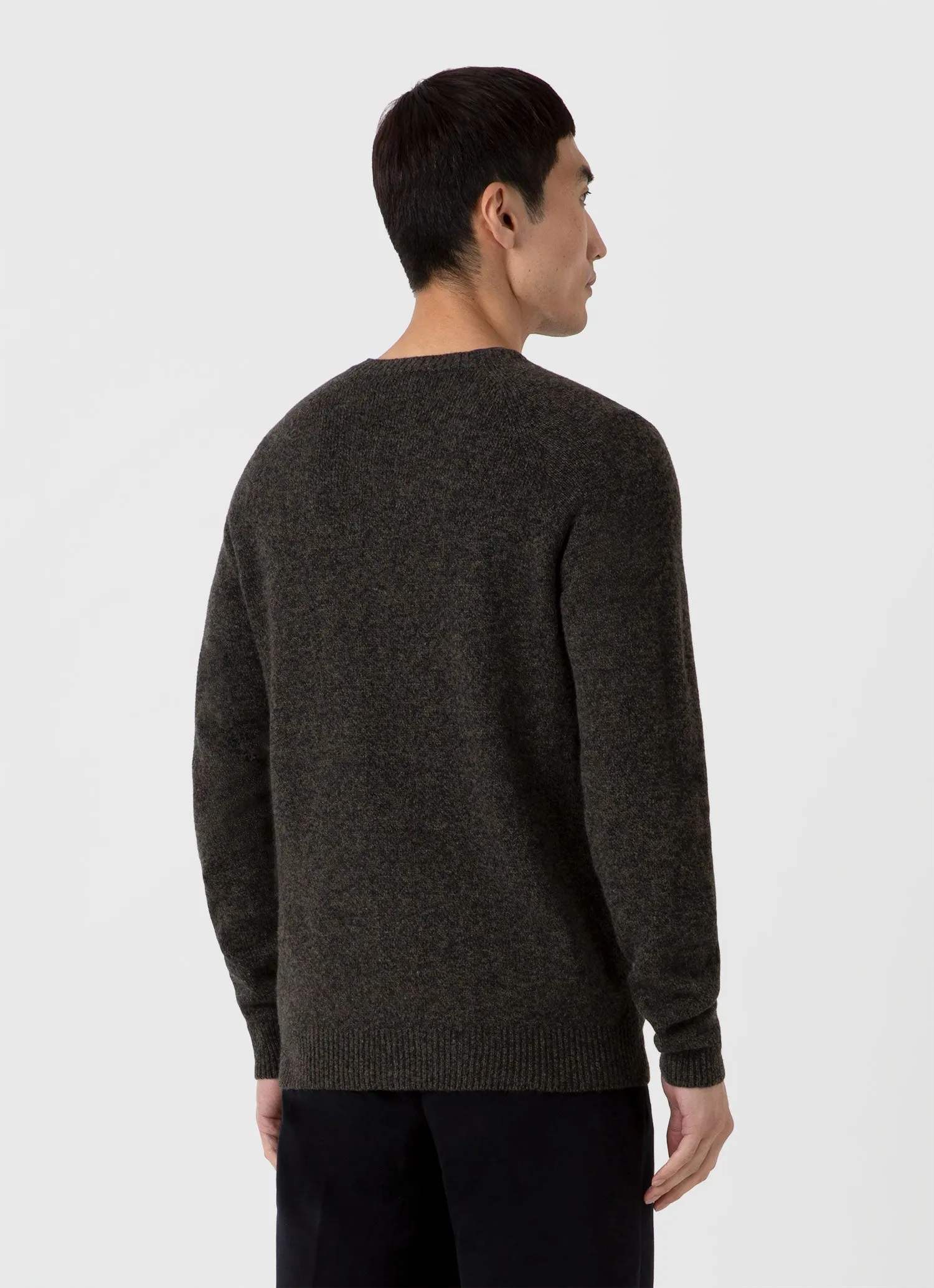 Men's Lambswool Crew Neck Jumper in Khaki Twist