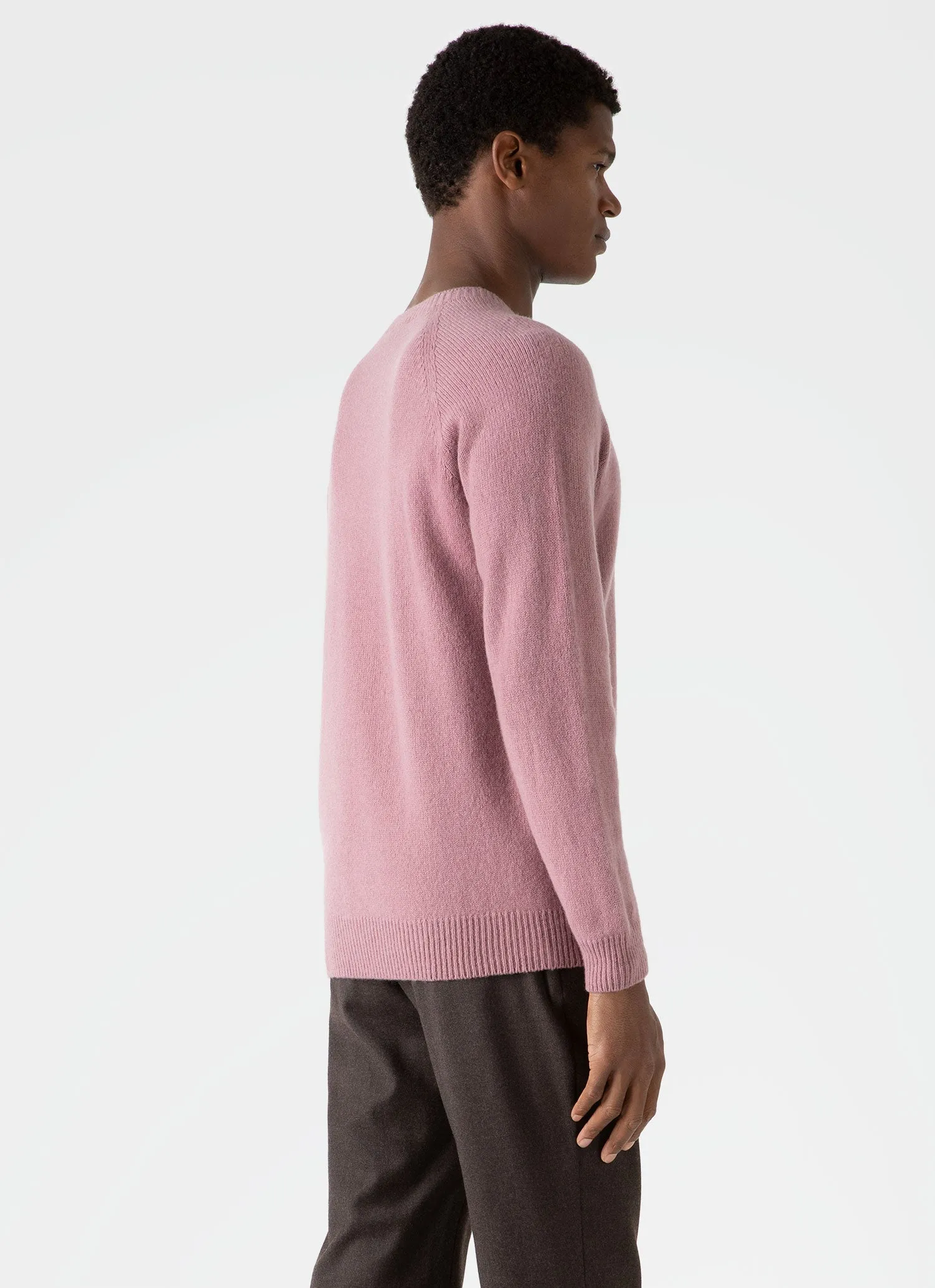 Men's Lambswool Crew Neck Jumper in Vintage Pink