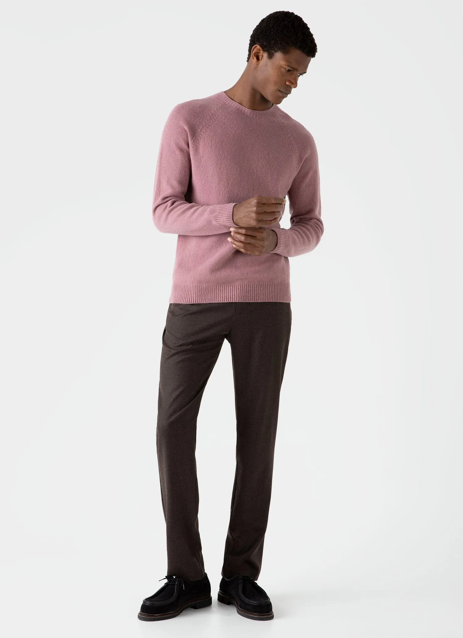 Men's Lambswool Crew Neck Jumper in Vintage Pink