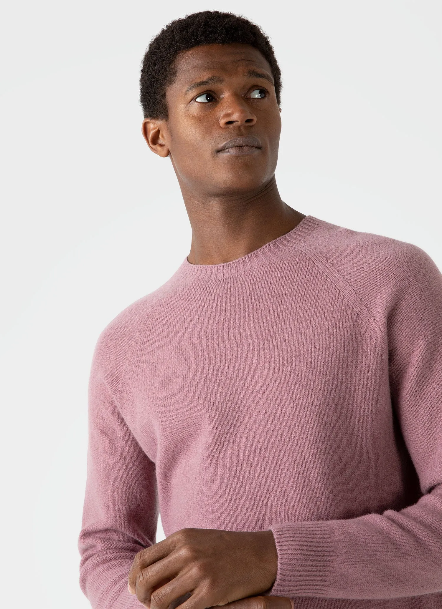 Men's Lambswool Crew Neck Jumper in Vintage Pink