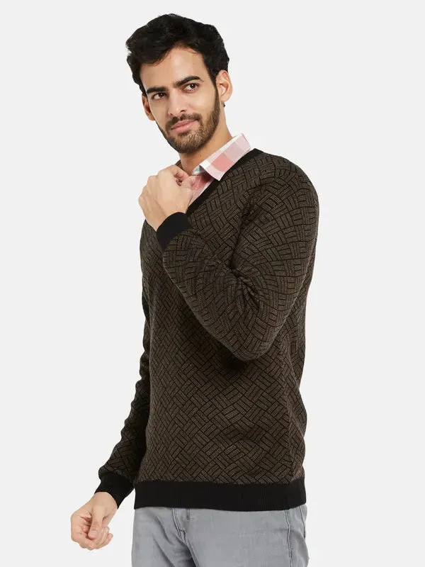 Mettle Men Brown Checked Pullover