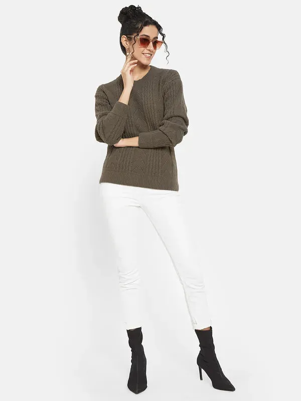 Mettle Women Brown Striped Pullover