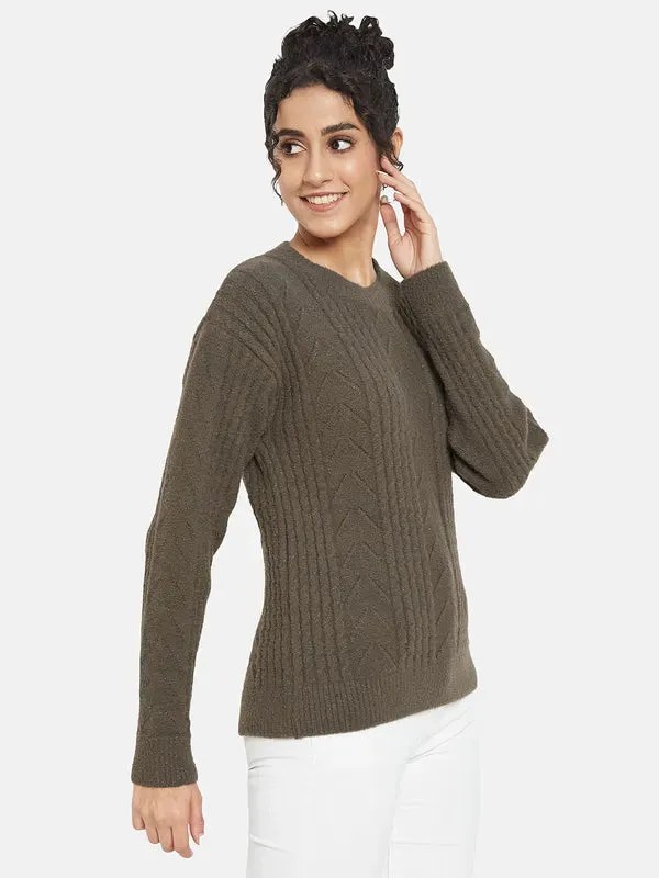 Mettle Women Brown Striped Pullover