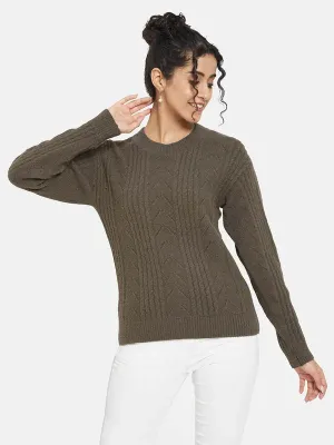 Mettle Women Brown Striped Pullover