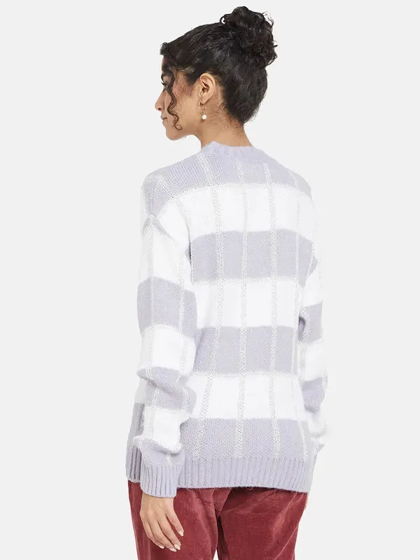 Mettle Women Purple Striped Pullover