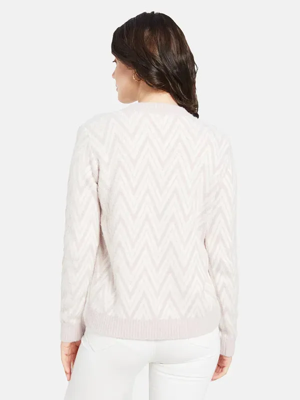 Mettle Women Purple  White Chevron Pullover