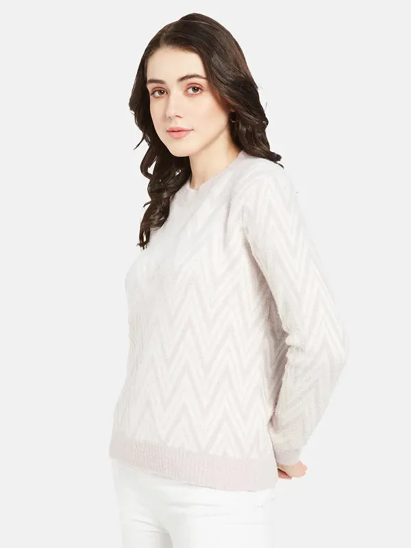 Mettle Women Purple  White Chevron Pullover