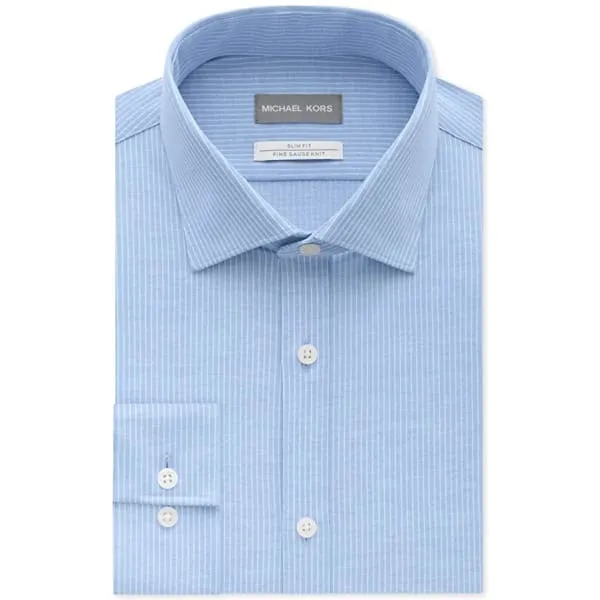 Michael Kors Men's slim Fit fine gauge knit Dress Shirt light blue