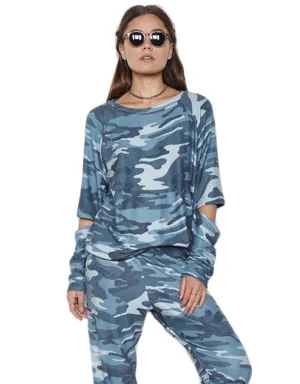 Michael Lauren Briggs Pullover w/Elbow Slits in Ocean Camo