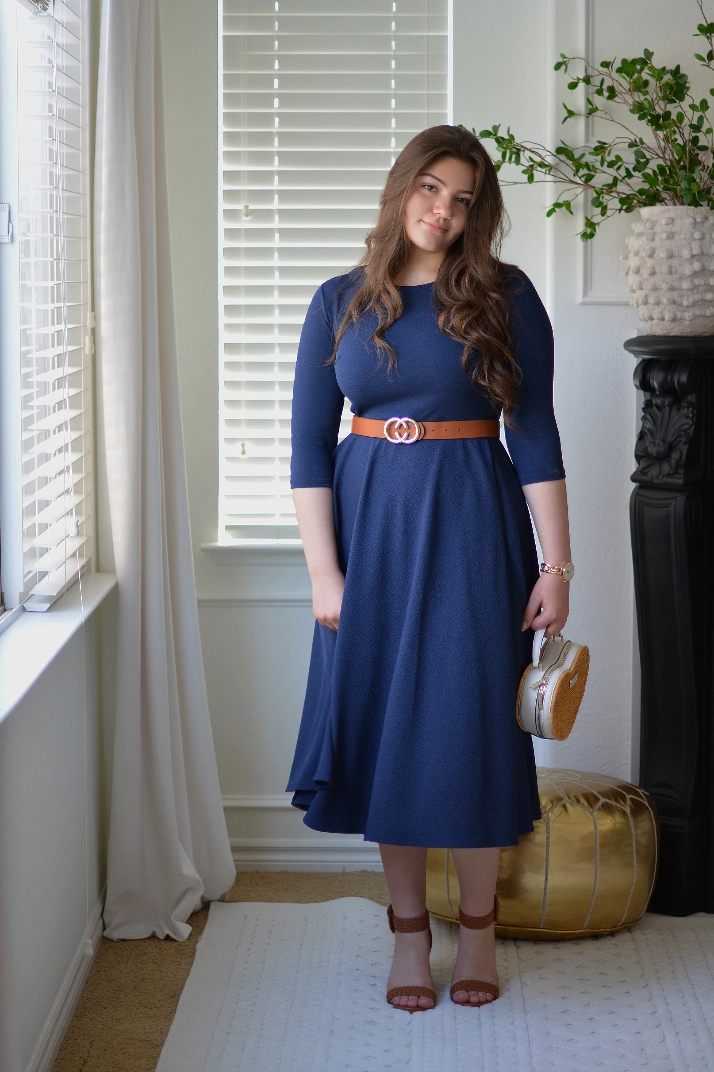 Millie Navy Full Midi Dress