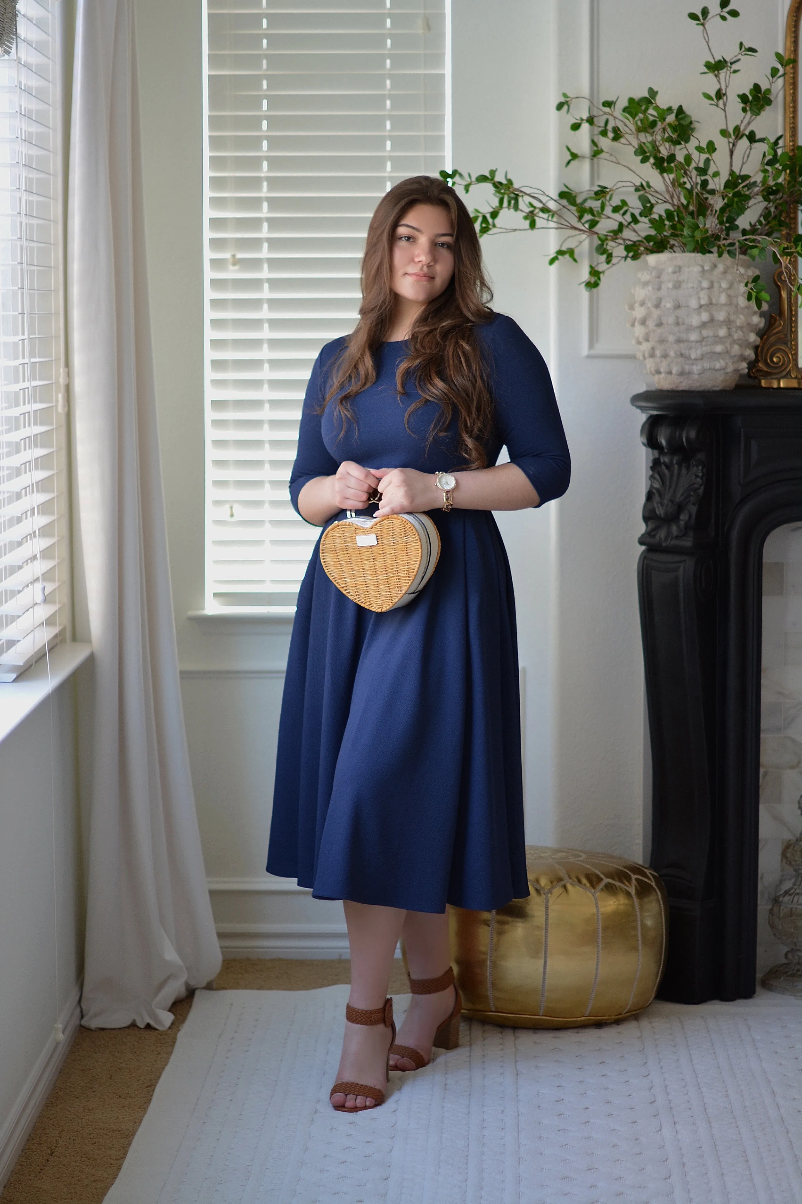 Millie Navy Full Midi Dress