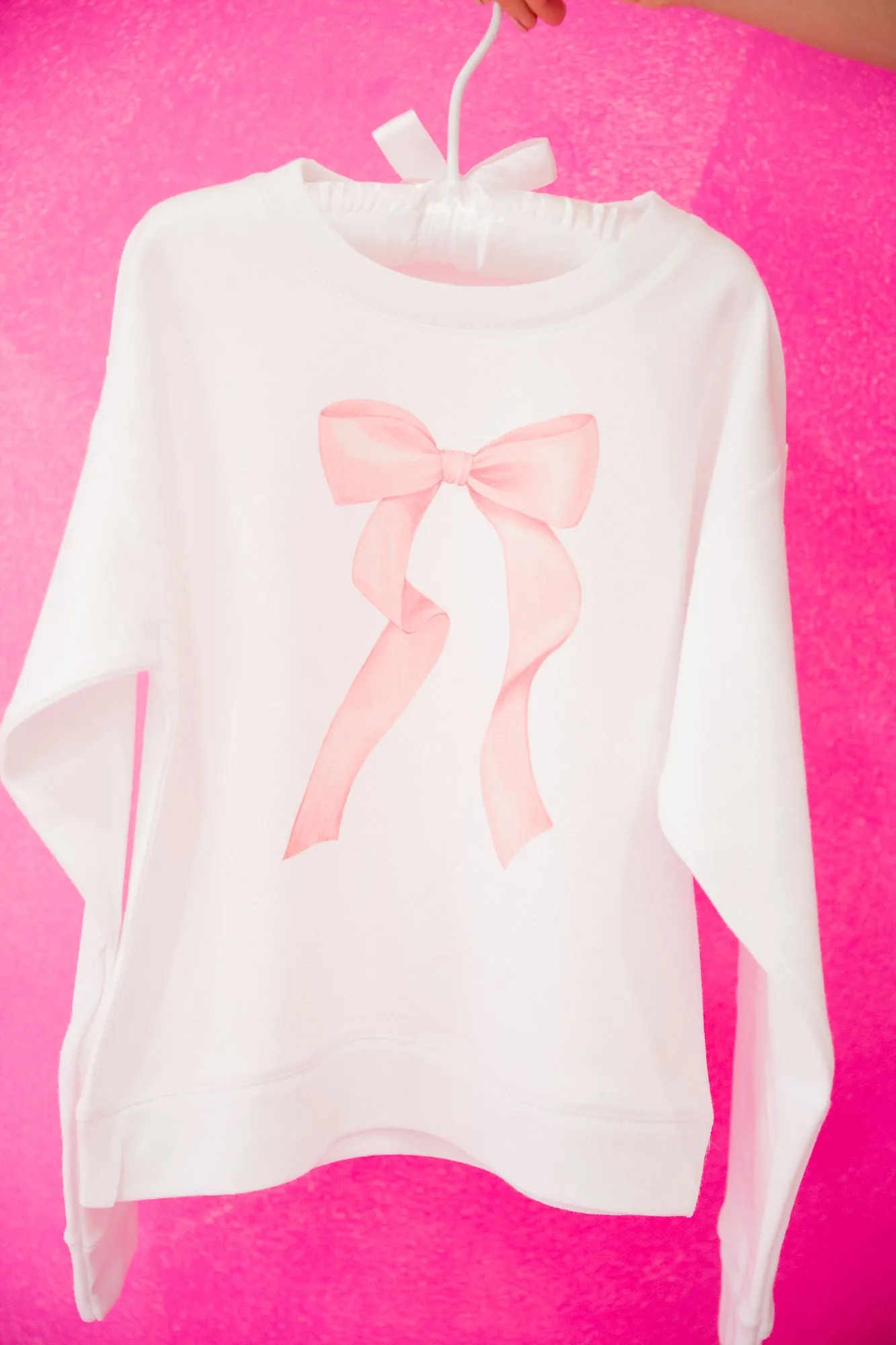 MINI KIDS PINK BOW WHITE PULLOVER