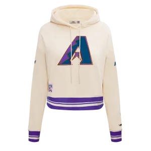 MLB ARIZONA DIAMONDBACKS RETRO CLASSIC WOMEN'S RIB CROPPED PO HOODIE (EGGSHELL/ PURPLE)