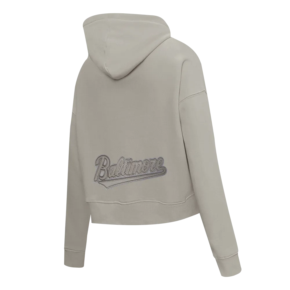 MLB BALTIMORE ORIOLES NEUTRAL WOMEN'S CROPPED PO HOODIE (TAUPE)