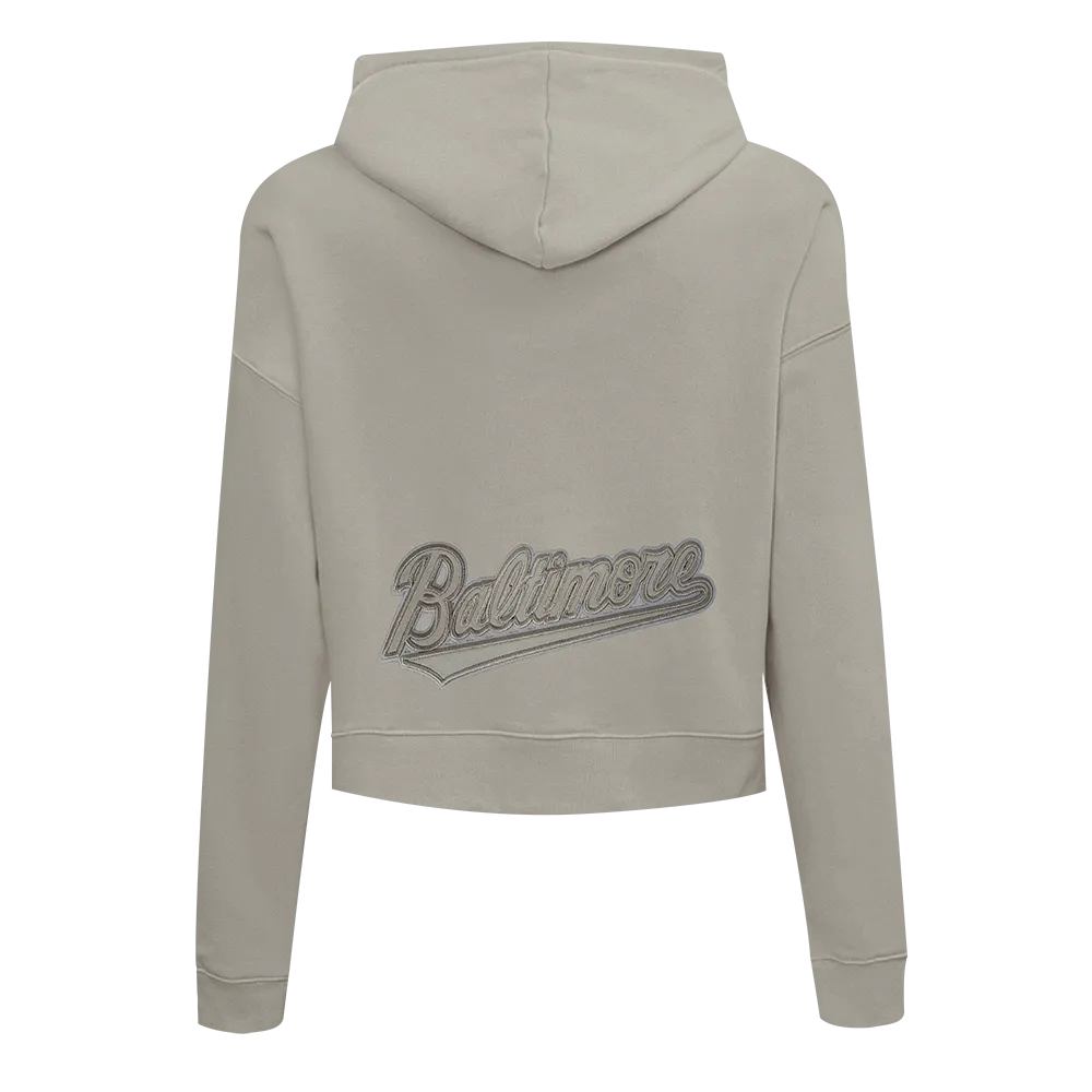 MLB BALTIMORE ORIOLES NEUTRAL WOMEN'S CROPPED PO HOODIE (TAUPE)