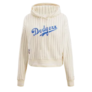 MLB BROOKLYN DODGERS PINSTRIPE RETRO CLASSIC WOMEN'S RIB CROPPED PO (EGGSHELL/ GREY)