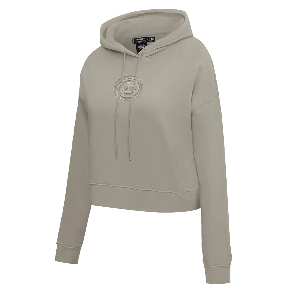 MLB CHICAGO CUBS NEUTRAL WOMEN'S CROPPED PO HOODIE (TAUPE)