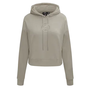 MLB CHICAGO CUBS NEUTRAL WOMEN'S CROPPED PO HOODIE (TAUPE)