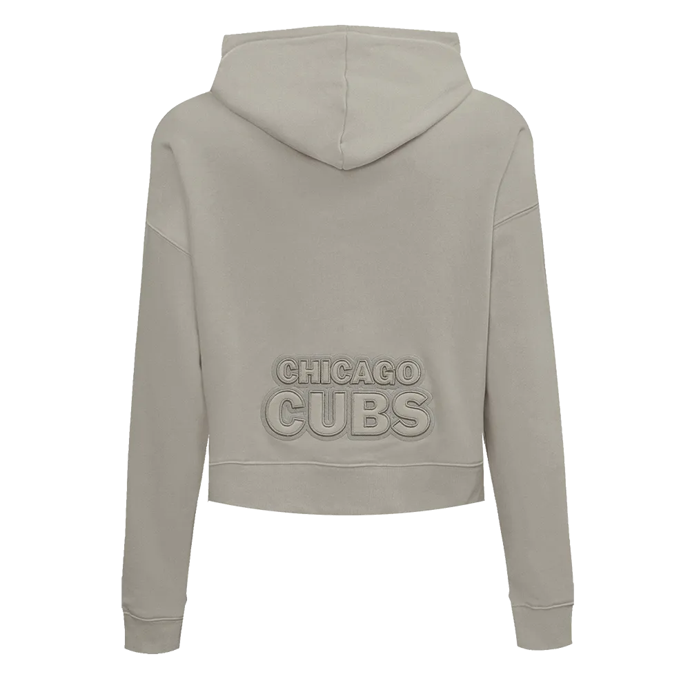 MLB CHICAGO CUBS NEUTRAL WOMEN'S CROPPED PO HOODIE (TAUPE)