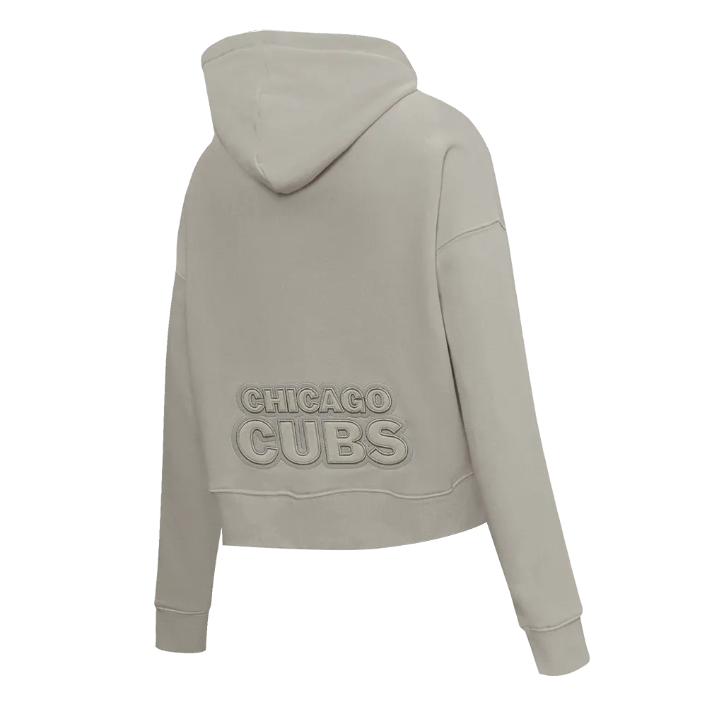 MLB CHICAGO CUBS NEUTRAL WOMEN'S CROPPED PO HOODIE (TAUPE)