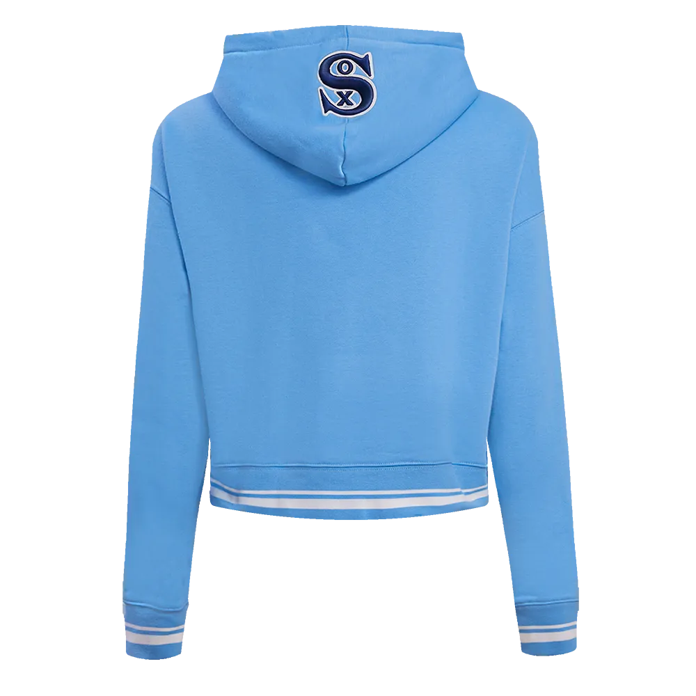 MLB CHICAGO WHITE SOX RETRO CLASSIC WOMEN'S RIB CROPPED PO HOODIE (UNIVERSITY BLUE/WHITE)