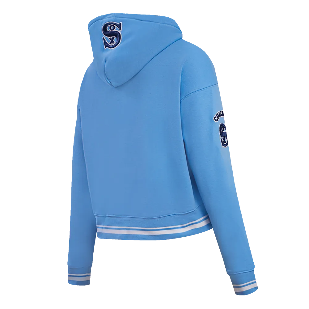 MLB CHICAGO WHITE SOX RETRO CLASSIC WOMEN'S RIB CROPPED PO HOODIE (UNIVERSITY BLUE/WHITE)