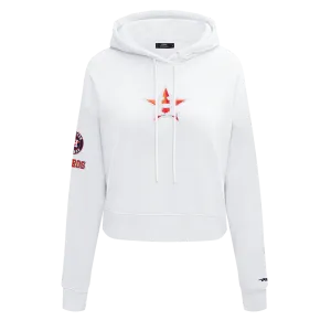 MLB HOUSTON ASTROS CLASSIC WOMEN'S CROPPED PO HOODIE (WHITE)