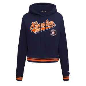 MLB HOUSTON ASTROS SCRIPT TAIL WOMEN'S RIB FLC CROPPED PO HOODIE (MIDNIGHT NAVY/ORANGE/MIDNIGHT NAVY)