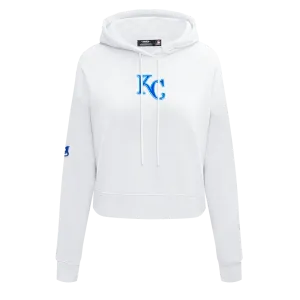 MLB KANSAS CITY ROYALS CLASSIC WOMEN'S CROPPED PO HOODIE (WHITE)