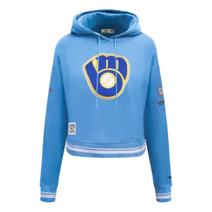 MLB MILWAUKEE BREWERS RETRO CLASSIC WOMEN'S RIB CROPPED PO HOODIE (UNIVERSITY BLUE)