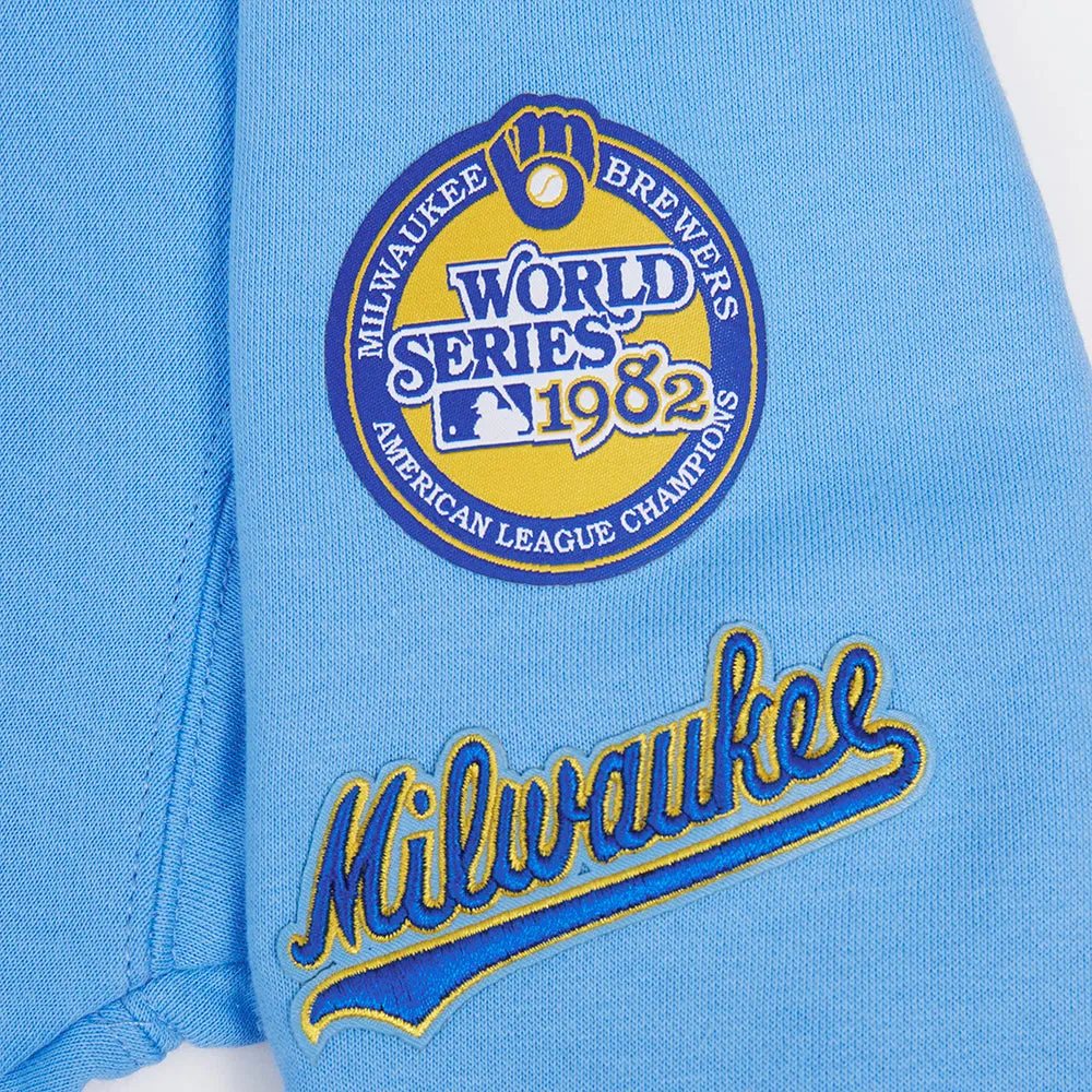 MLB MILWAUKEE BREWERS RETRO CLASSIC WOMEN'S RIB CROPPED PO HOODIE (UNIVERSITY BLUE)