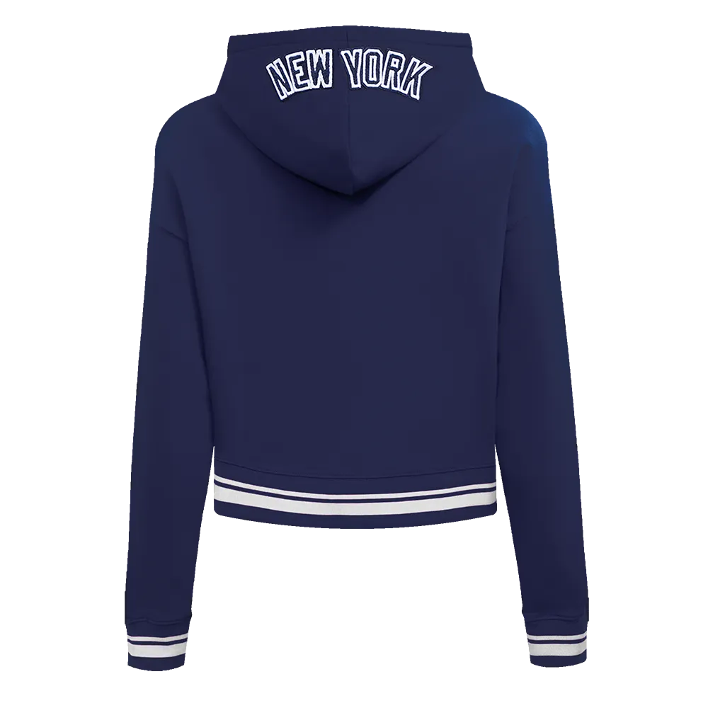 MLB NEW YORK YANKEES MASHUP WOMEN'S RIB CROPPED PO HOODIE (MIDNIGHT NAVY)