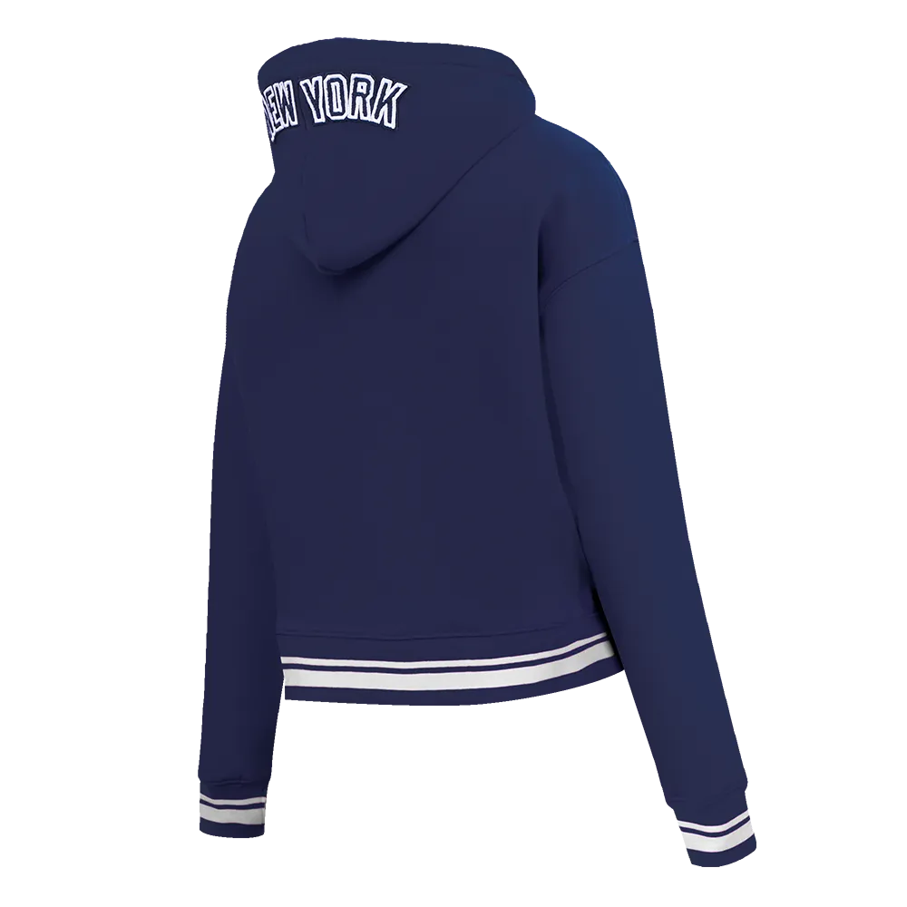 MLB NEW YORK YANKEES MASHUP WOMEN'S RIB CROPPED PO HOODIE (MIDNIGHT NAVY)