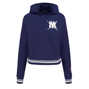 MLB NEW YORK YANKEES MASHUP WOMEN'S RIB CROPPED PO HOODIE (MIDNIGHT NAVY)