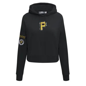 MLB PITTSBURG PIRATES CLASSIC WOMEN'S FLC CROPPED PO HOODIE (BLACK)