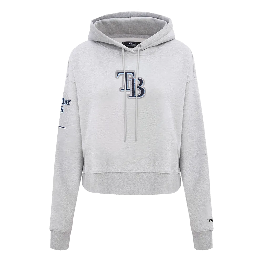 MLB TAMPA BAY RAYS CLASSIC WOMEN'S FLC CROPPED PO HOODIE (HEATHER GREY)