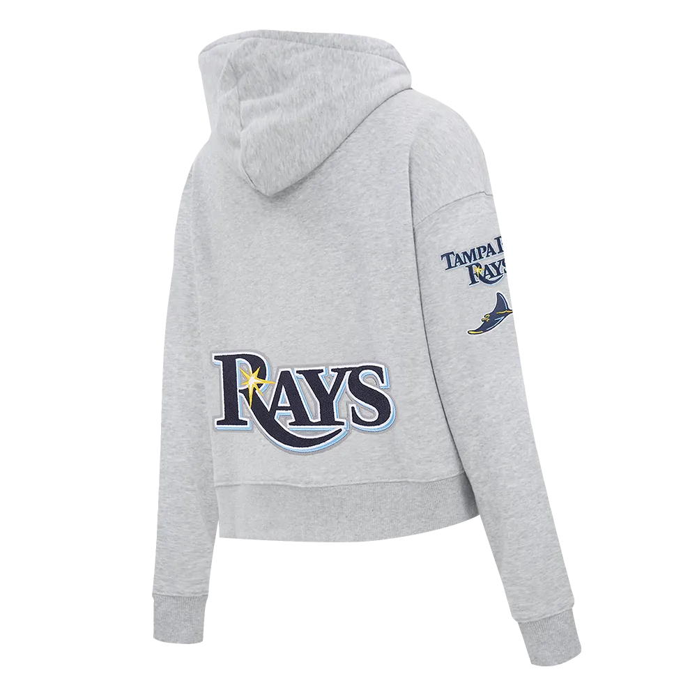 MLB TAMPA BAY RAYS CLASSIC WOMEN'S FLC CROPPED PO HOODIE (HEATHER GREY)