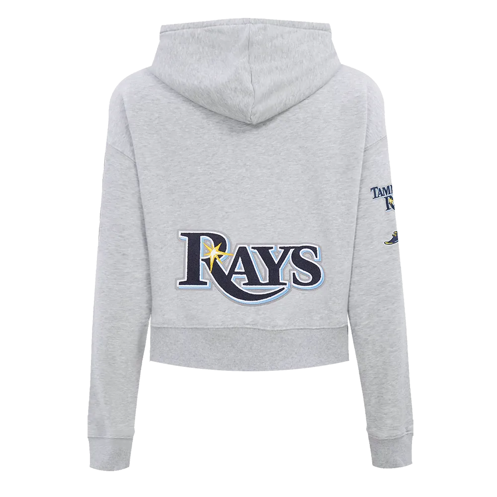 MLB TAMPA BAY RAYS CLASSIC WOMEN'S FLC CROPPED PO HOODIE (HEATHER GREY)