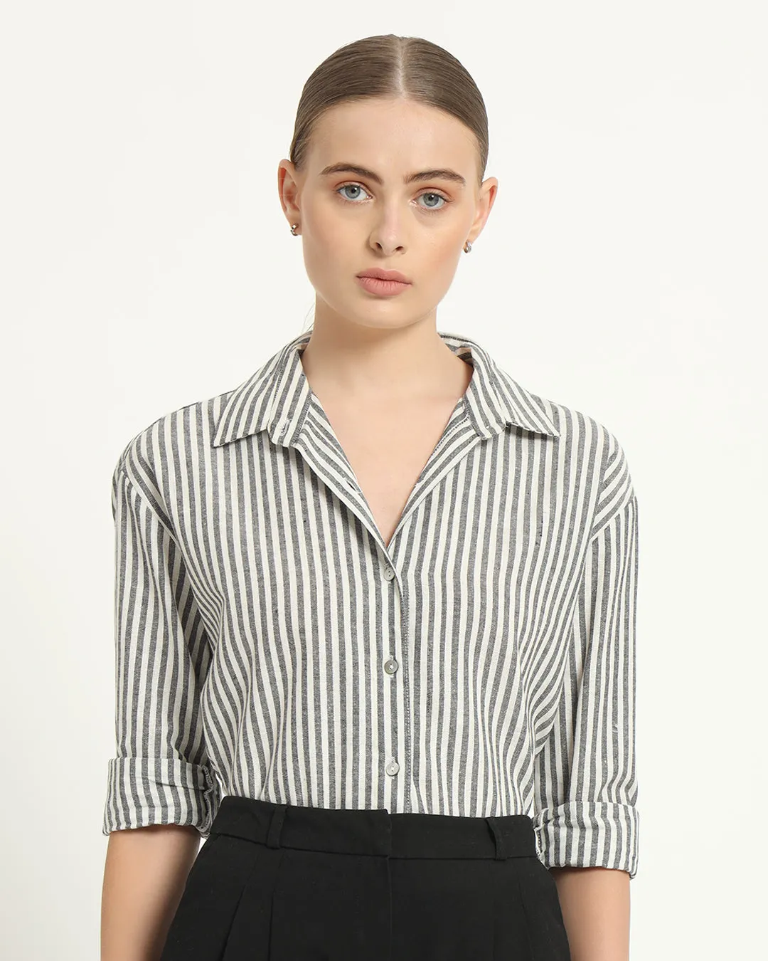 Monochrome Stripe Formal Shirt