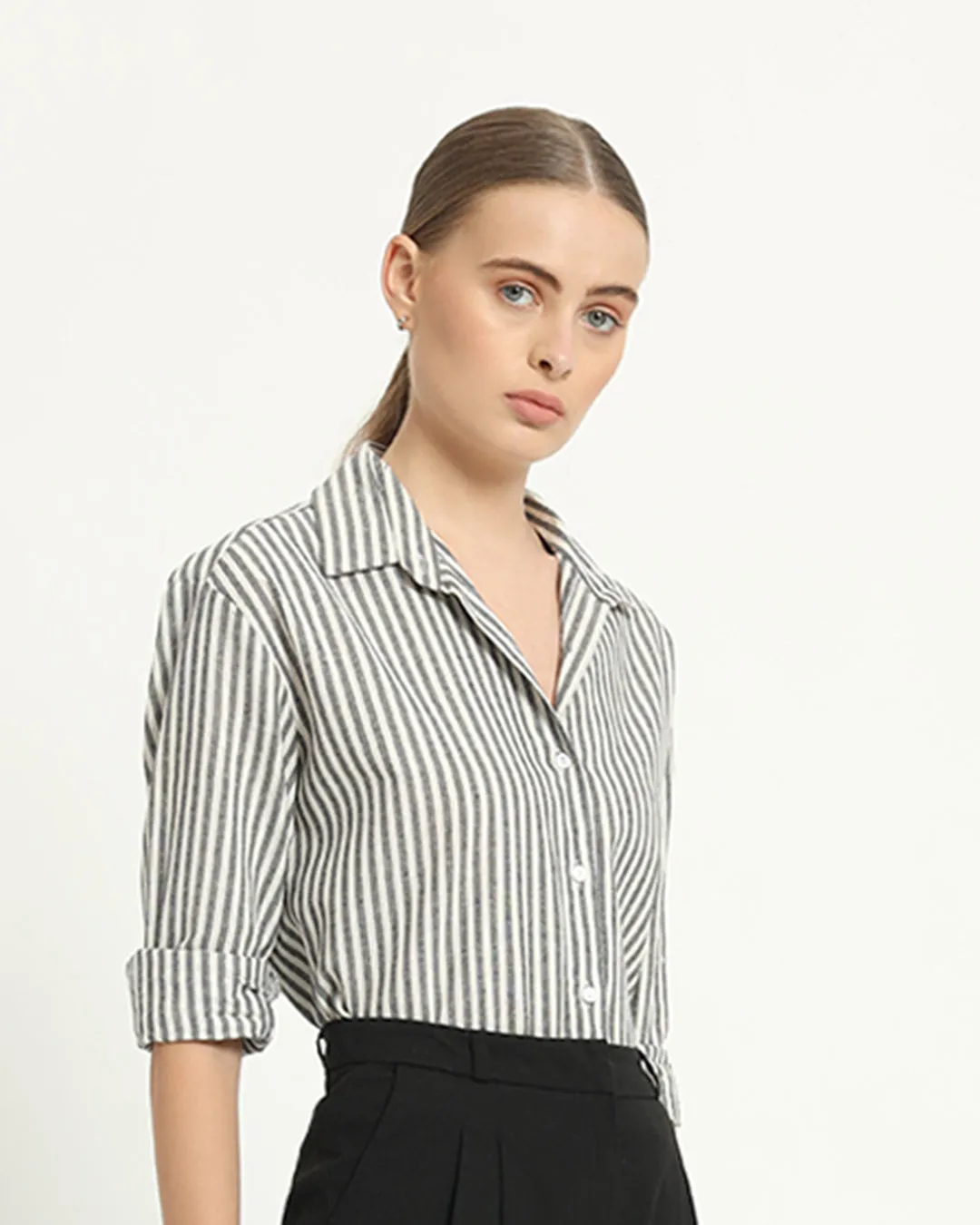 Monochrome Stripe Formal Shirt